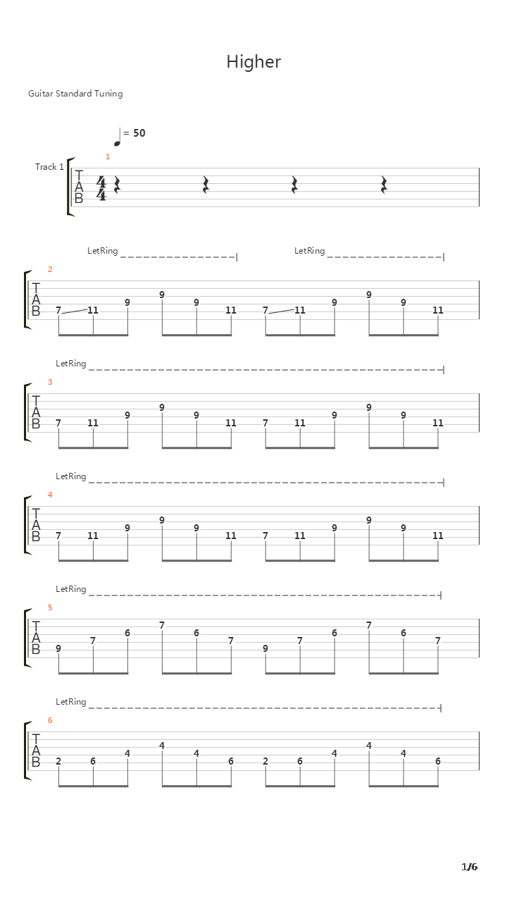 Higher吉他谱