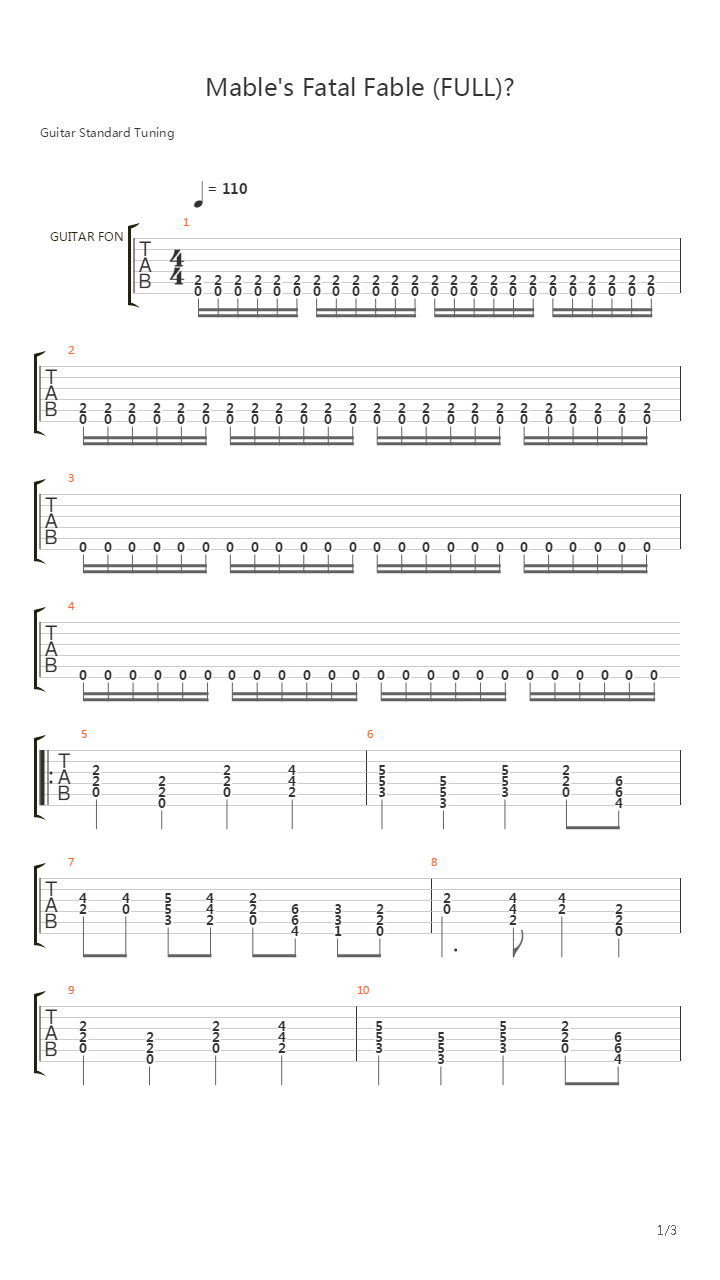 Mables Fatal Fable吉他谱