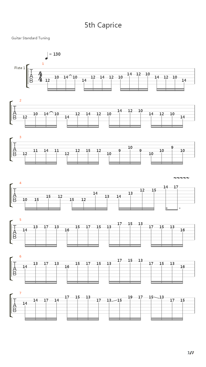 5th Caprice吉他谱