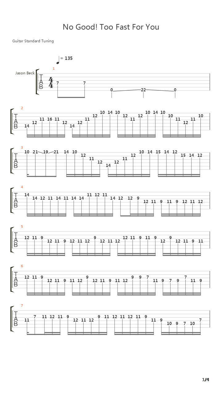 No Good Too Fast For You吉他谱