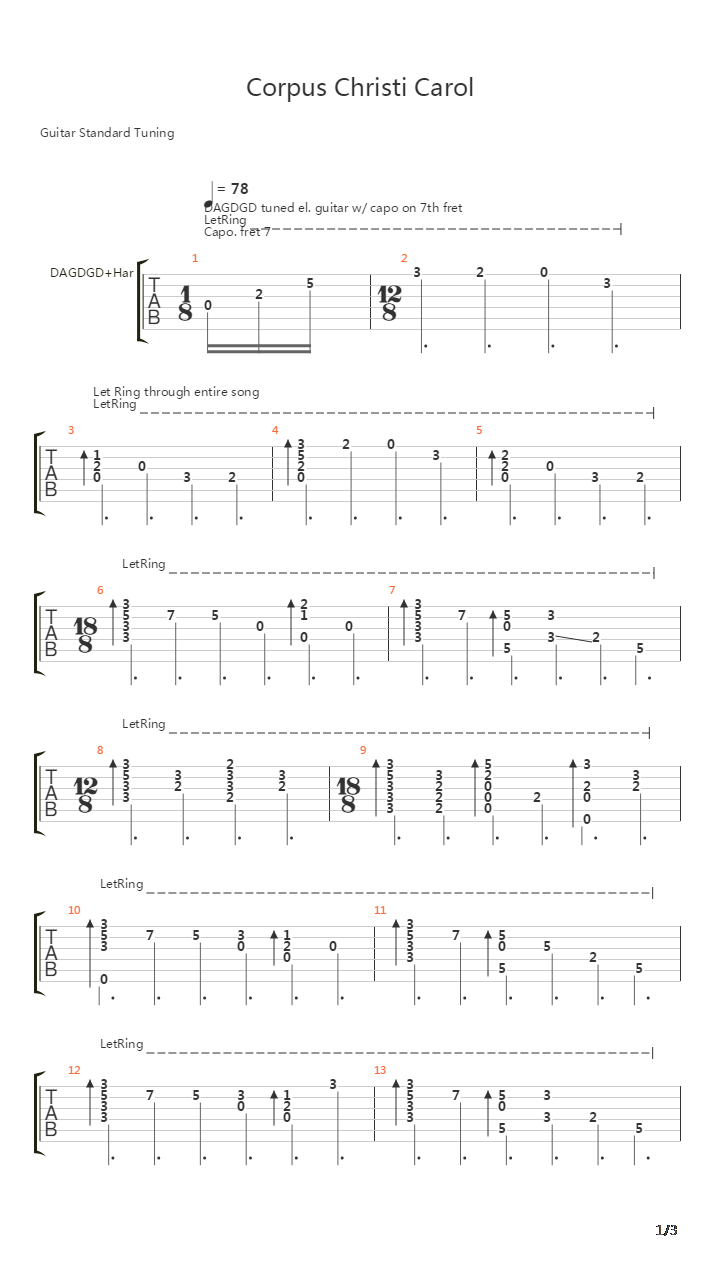 Corpus Christi Carol吉他谱