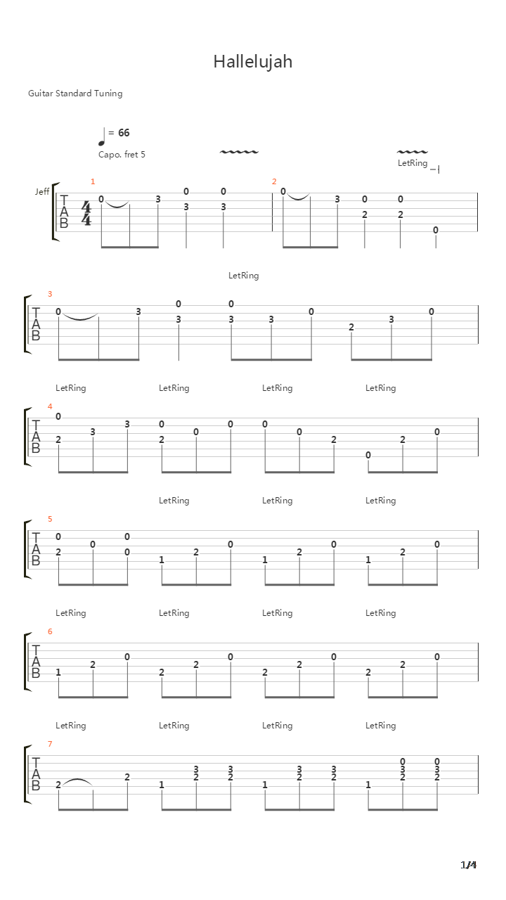 Hallelujah吉他谱