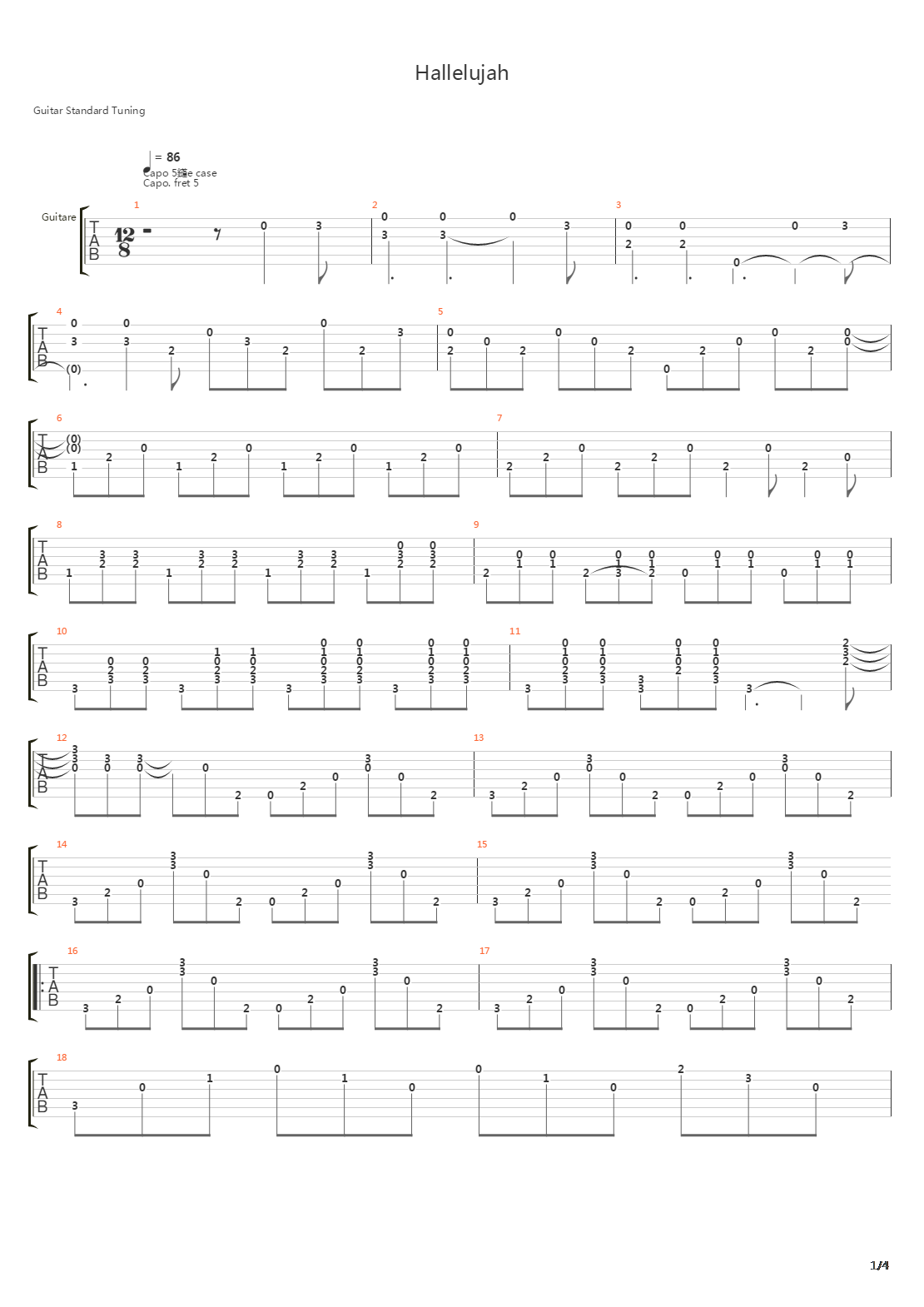 Hallelujah吉他谱