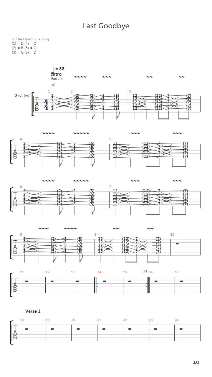 Last Goodbye吉他谱