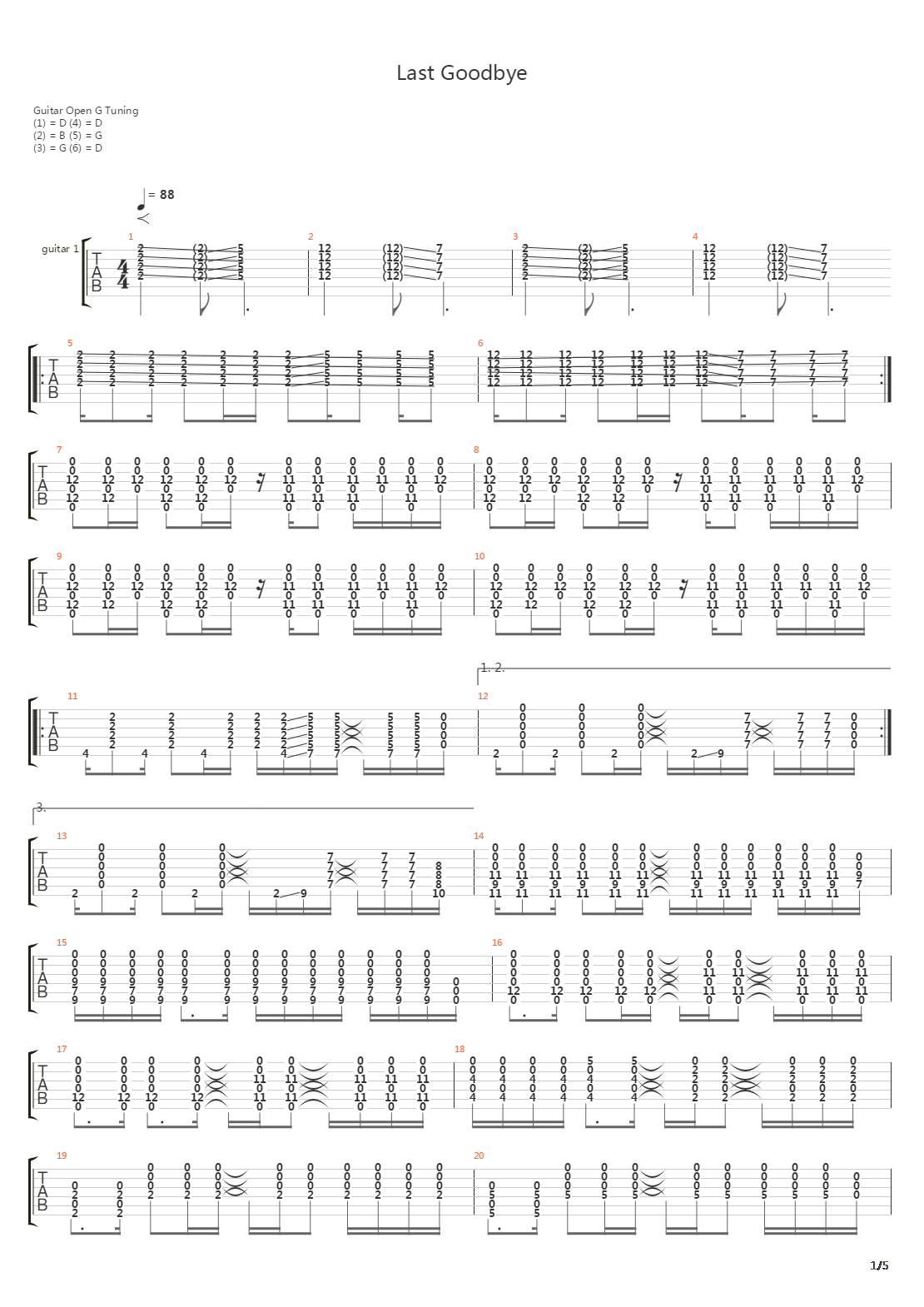 Last Goodbye吉他谱