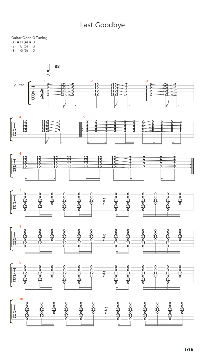 Last Goodbye吉他谱