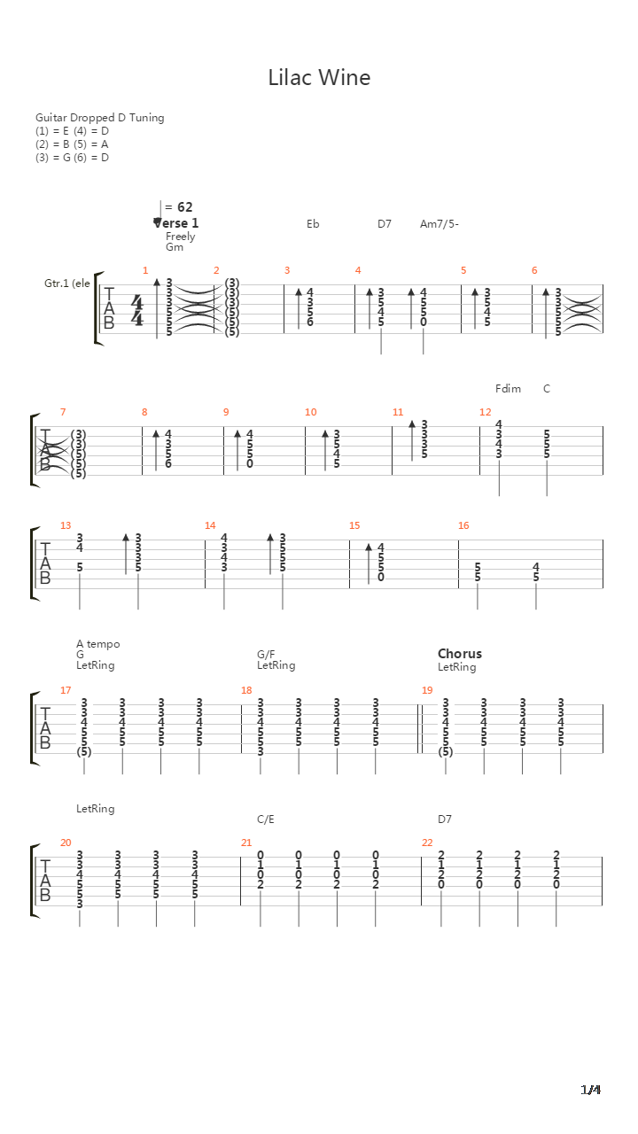 Lilac Wine吉他谱