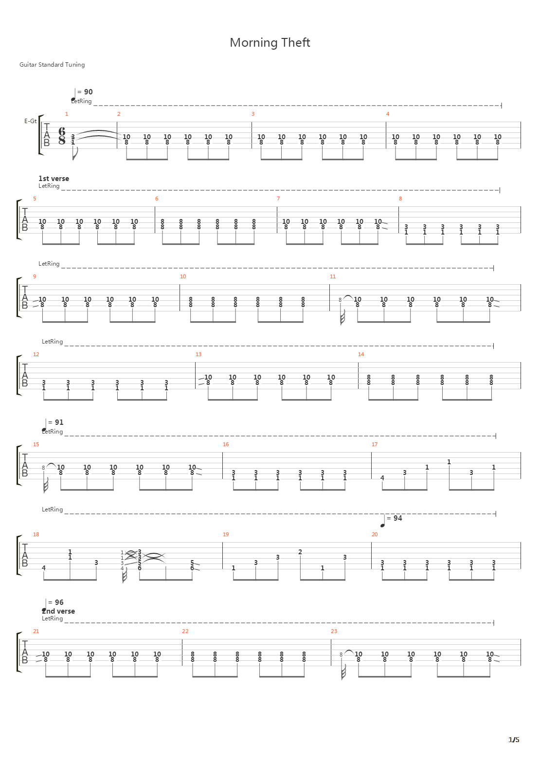 Morning Theft吉他谱