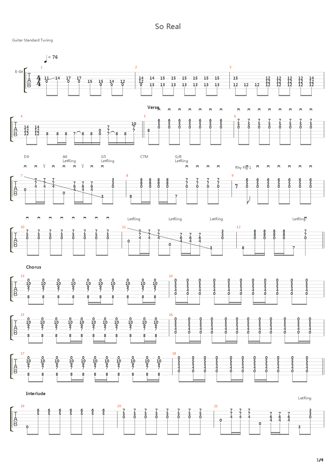 So Real吉他谱
