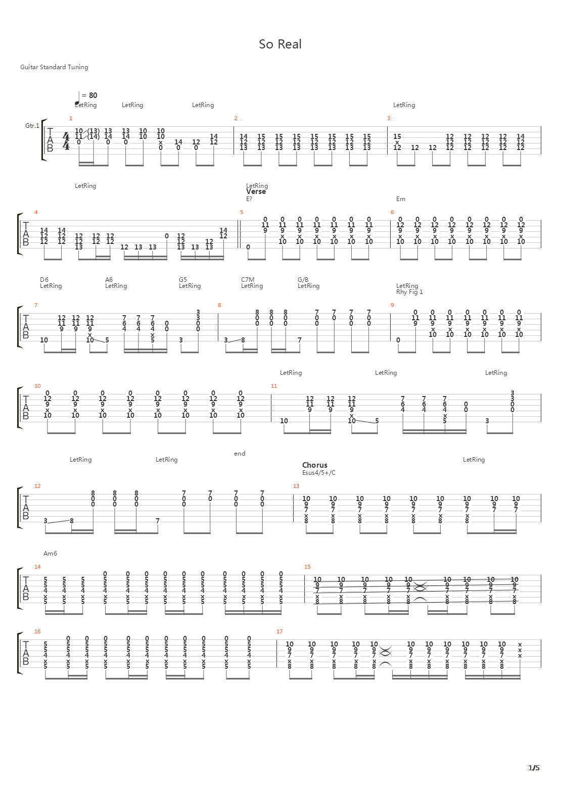 So Real吉他谱