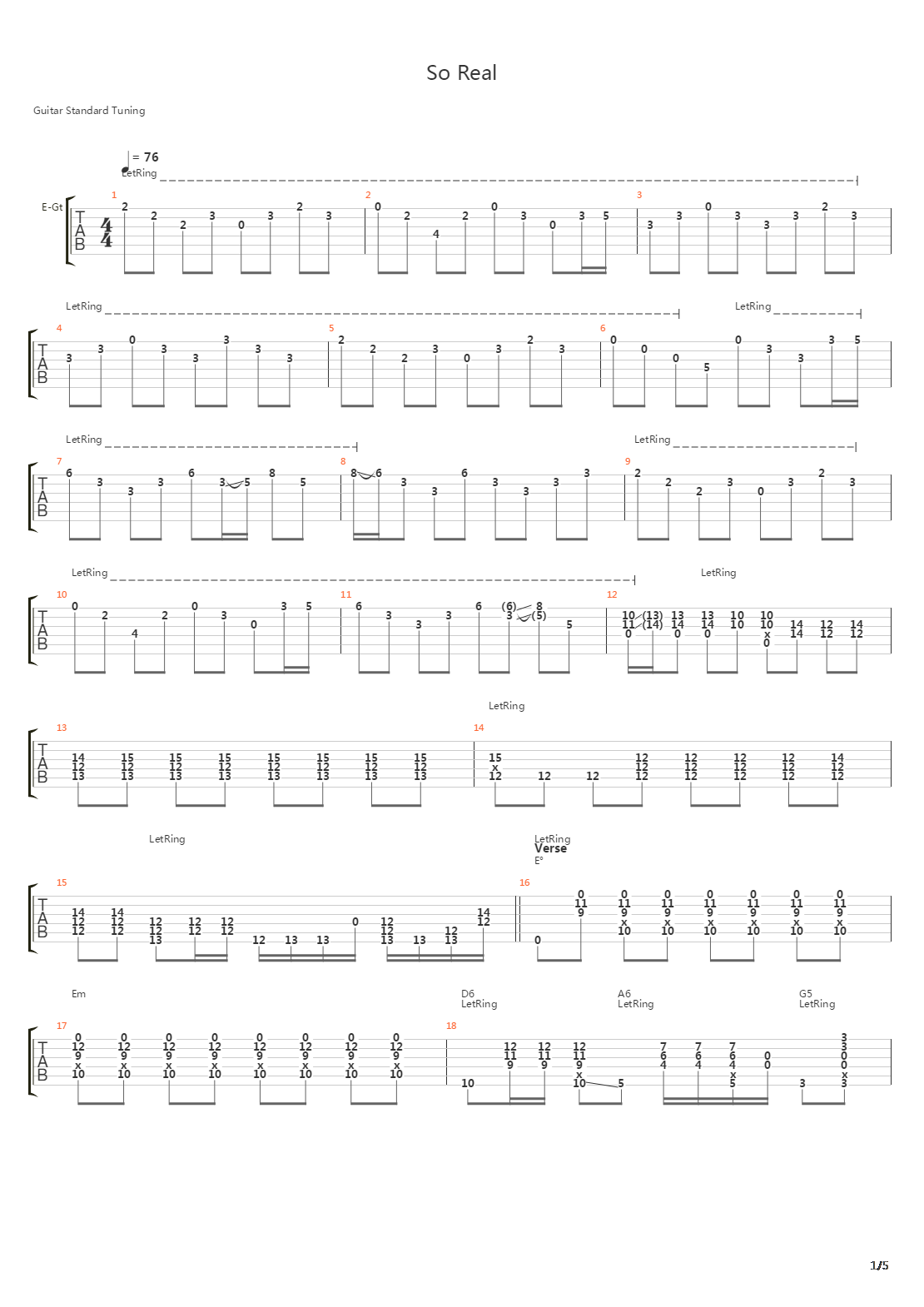 So Real吉他谱