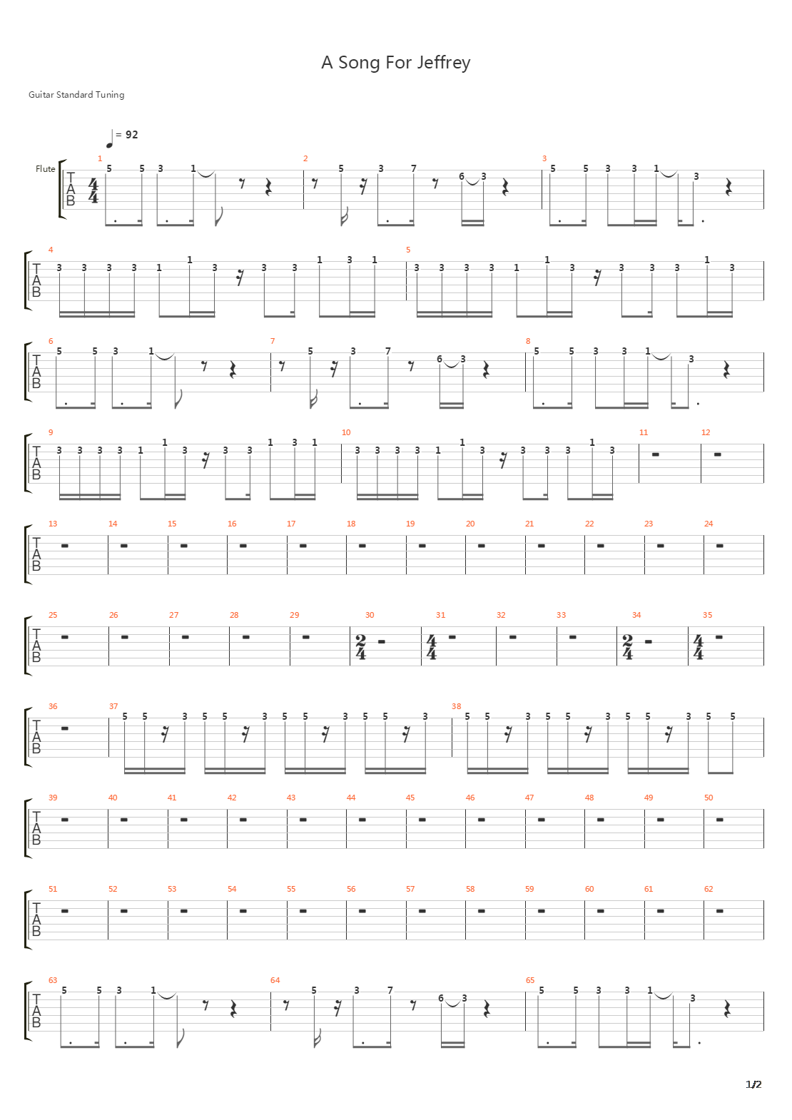 A Song For Jeffrey吉他谱