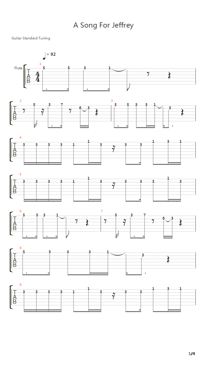 A Song For Jeffrey吉他谱