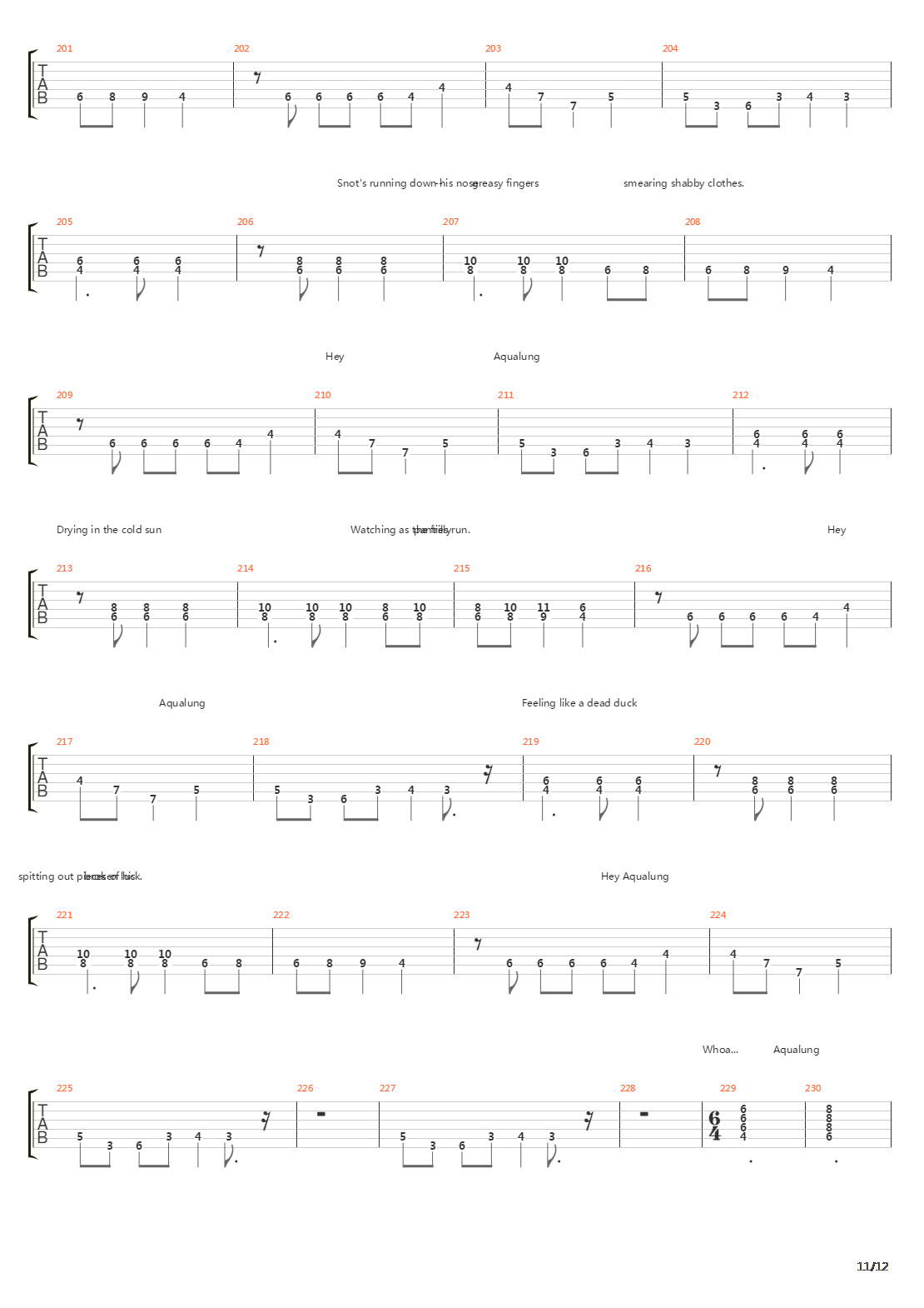 Aqualung吉他谱