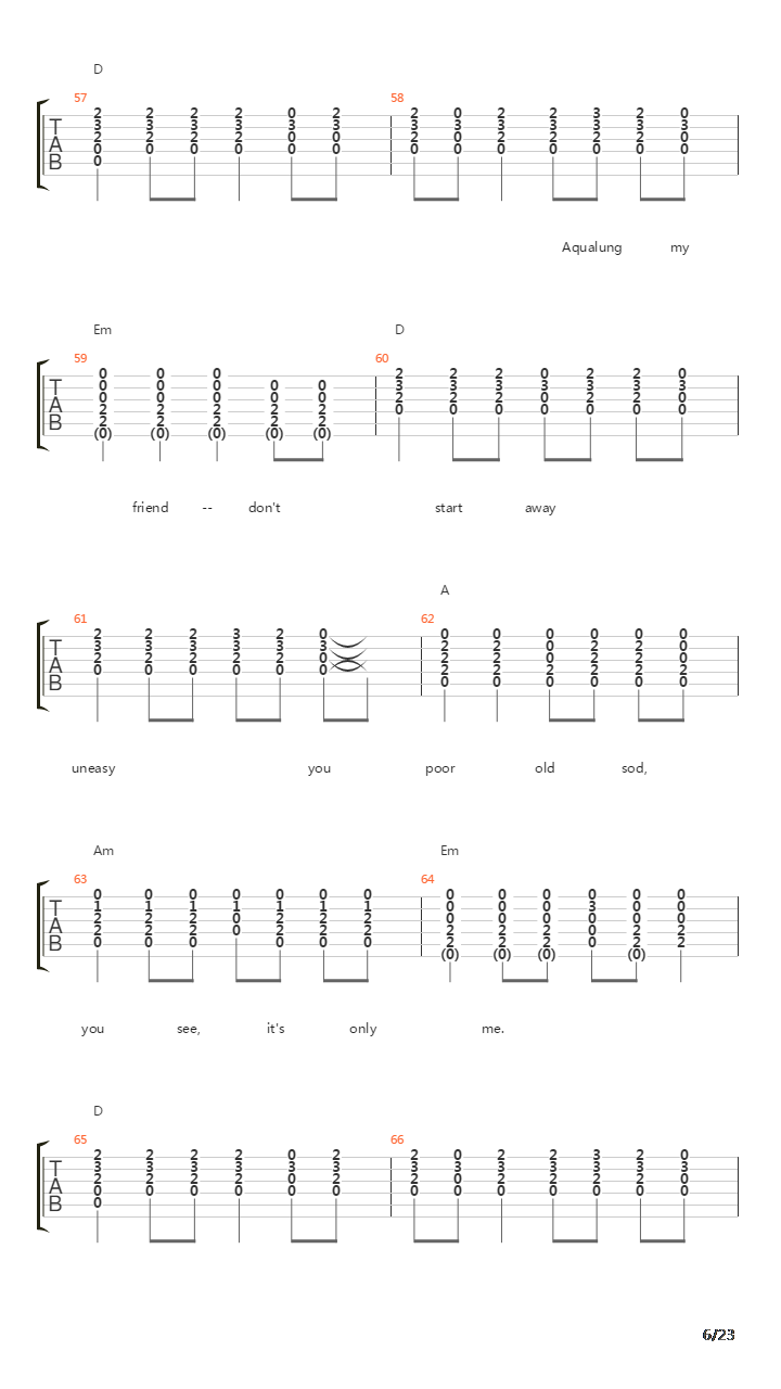 Aqualung吉他谱