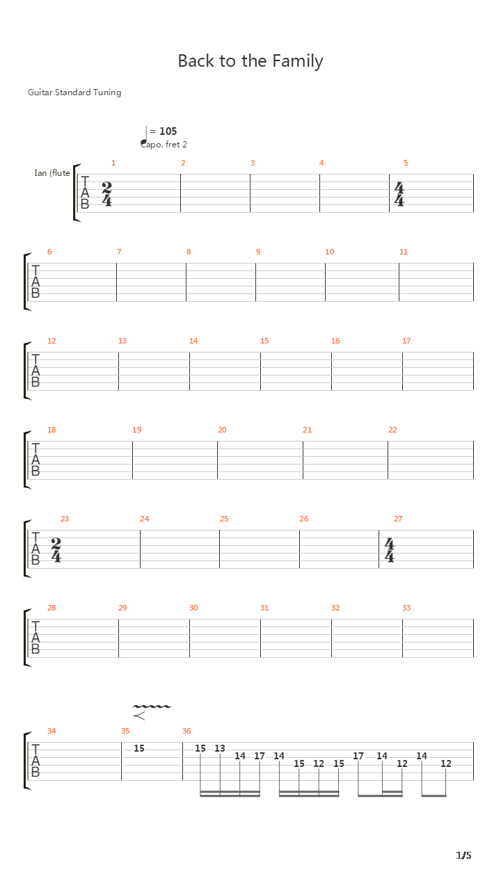Back To The Family吉他谱