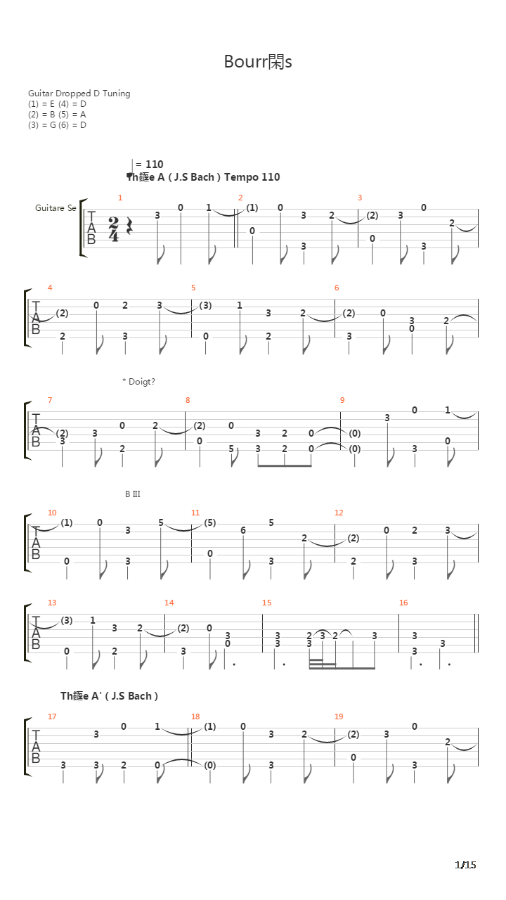 Bouree吉他谱