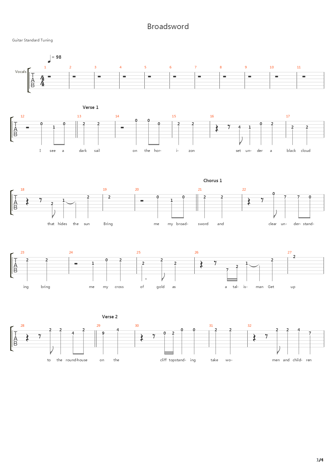 Broadsword吉他谱