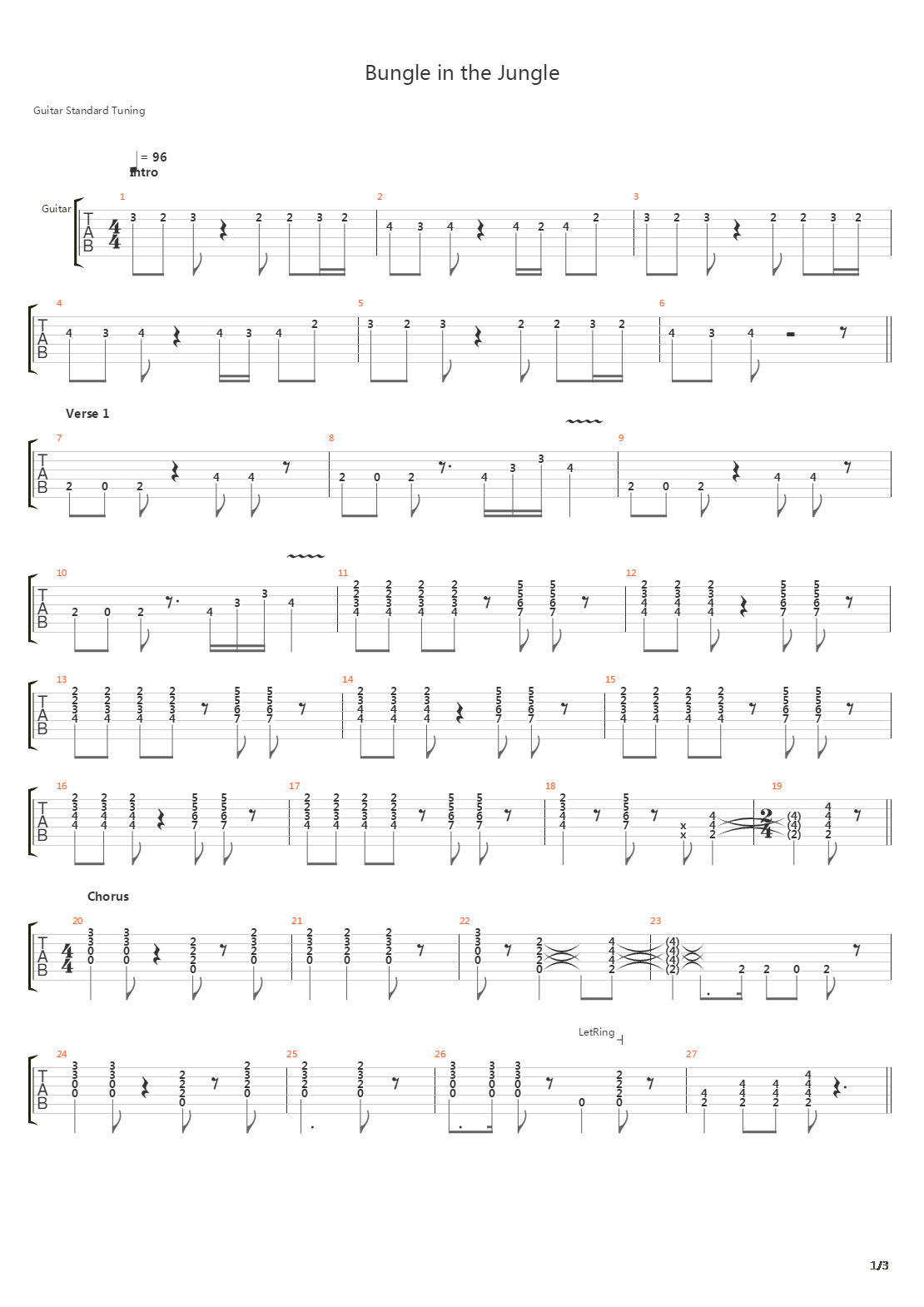 Bungle In The Jungle吉他谱