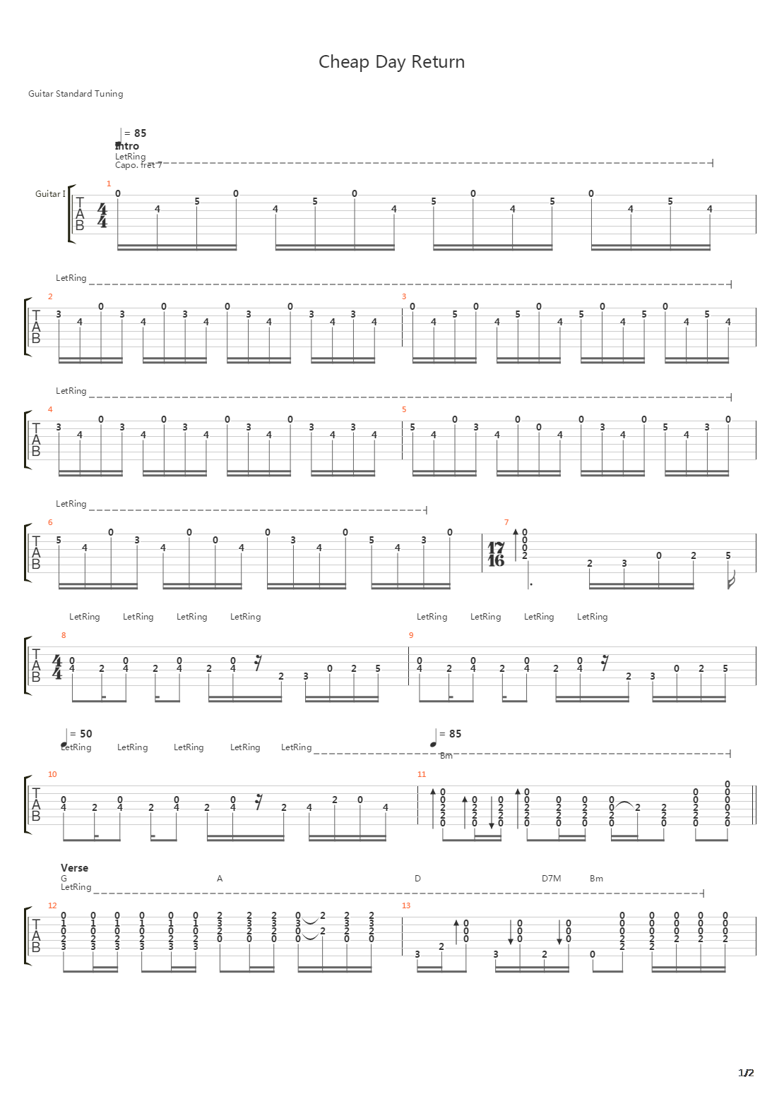 Cheap Day Return吉他谱
