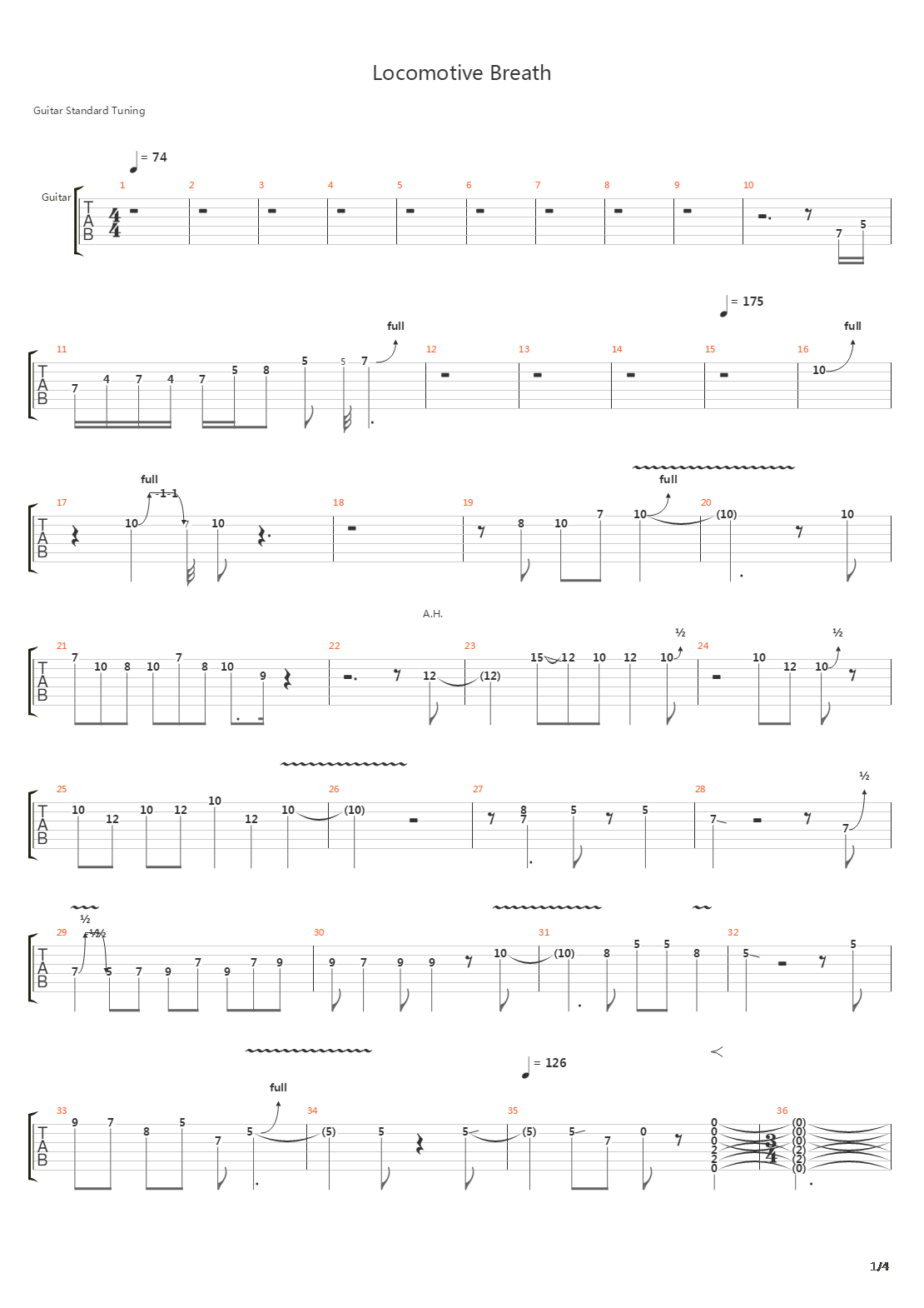 Locomotive Breath吉他谱