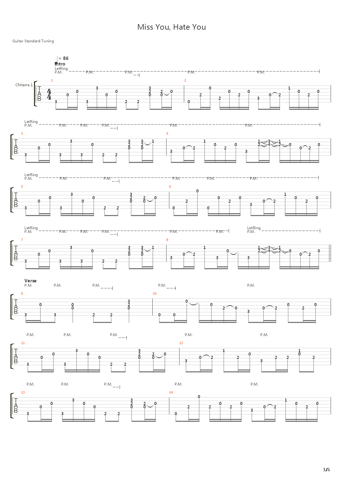 Miss You Hate You吉他谱