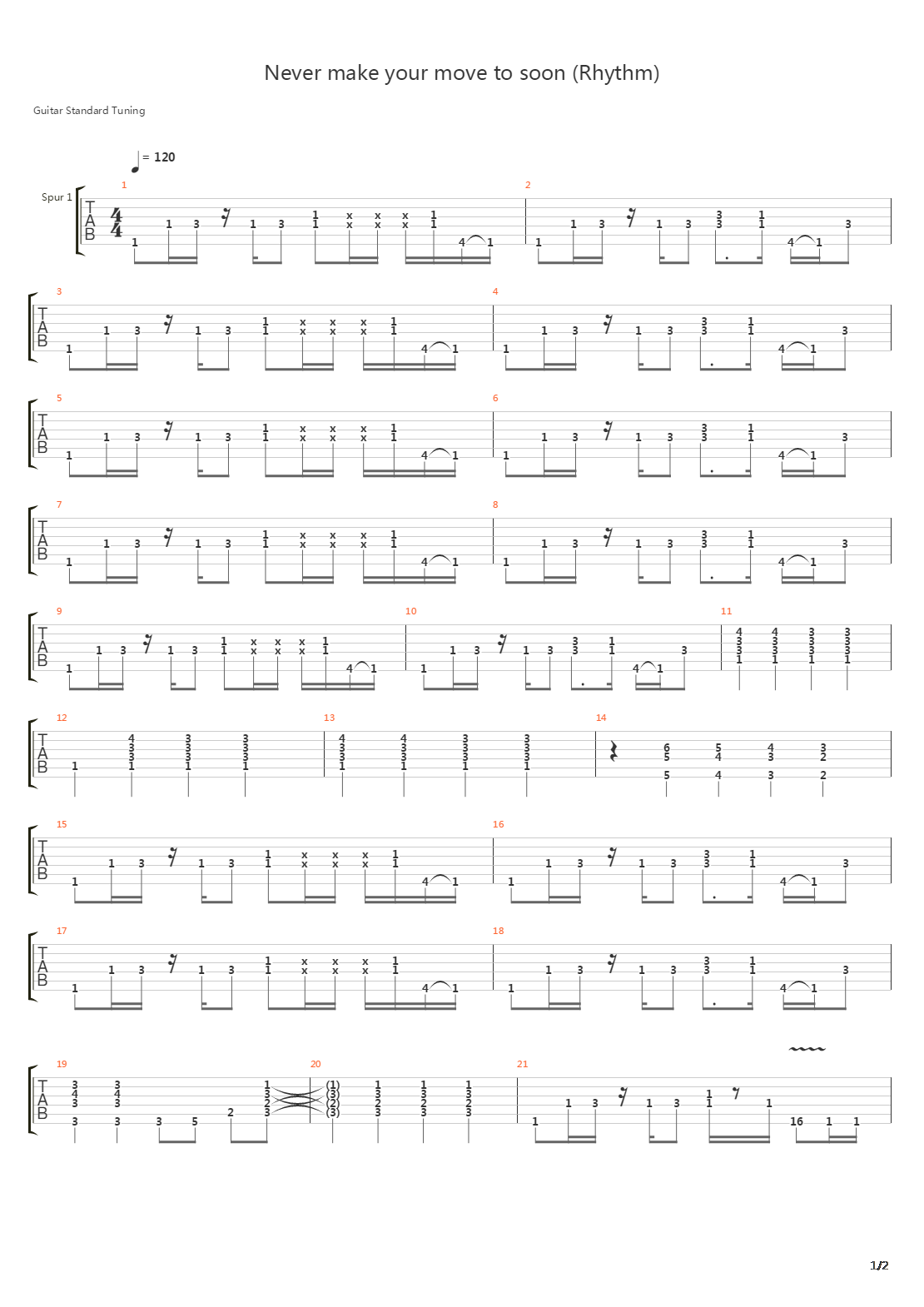 Never Make Your Move Too Soon吉他谱