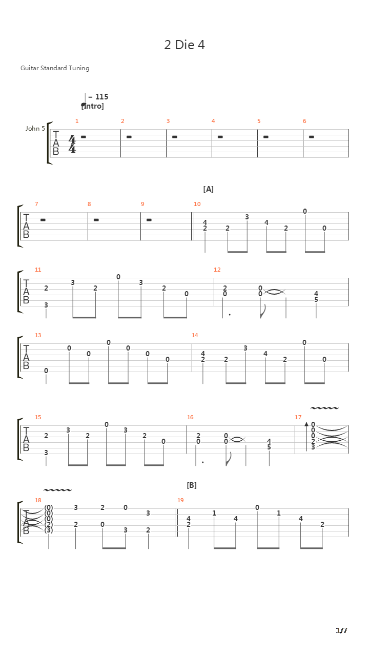 2 Die 4吉他谱