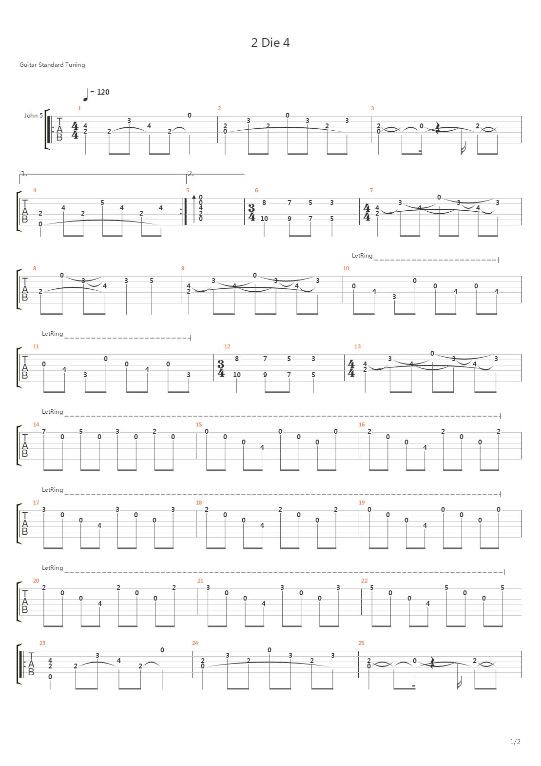 2 Die 4吉他谱