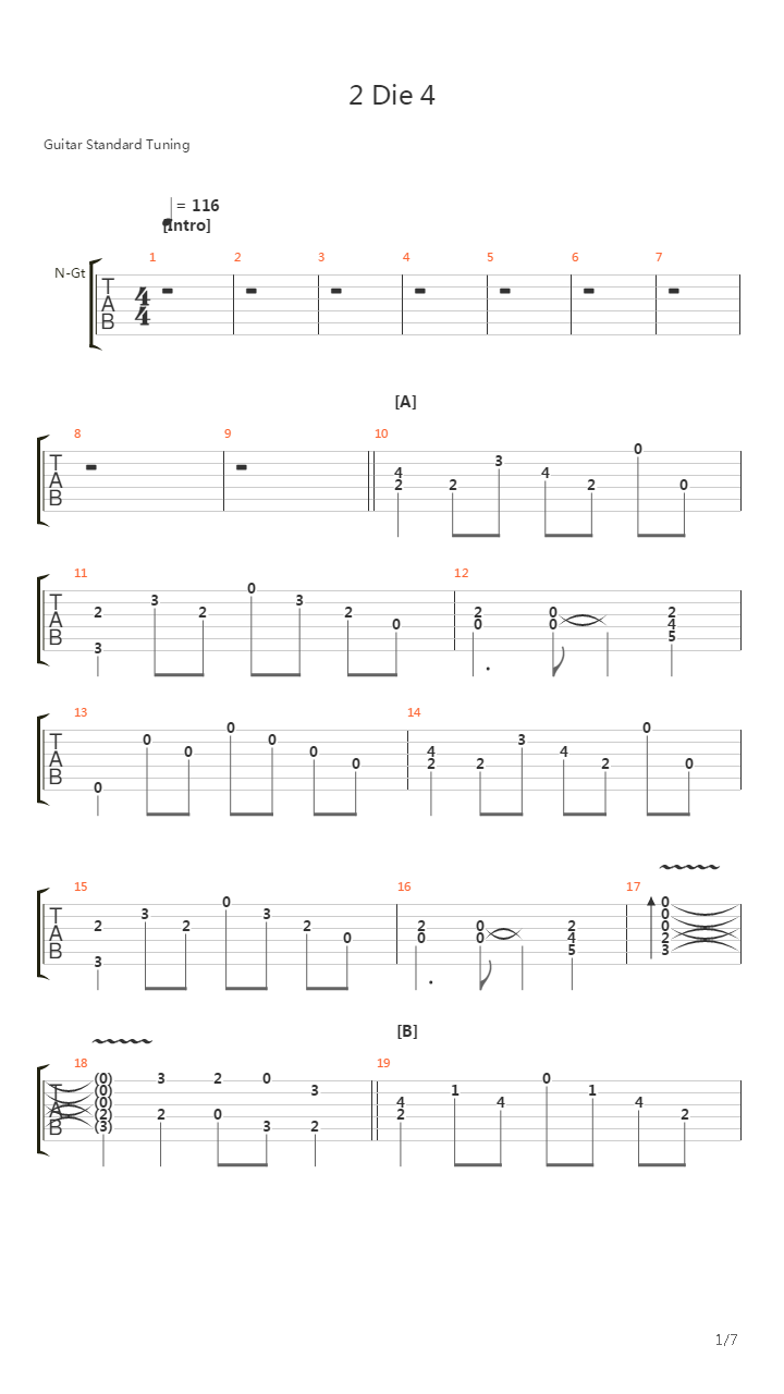 2 Die 4吉他谱