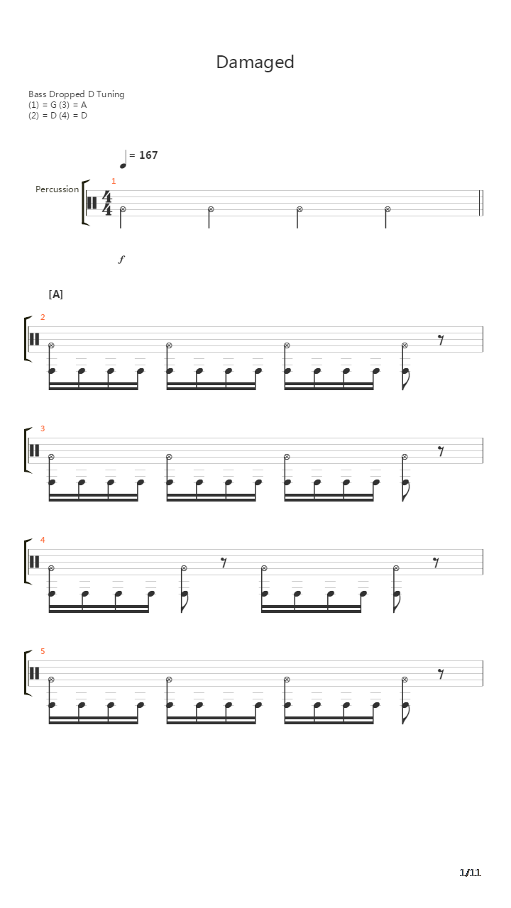 Damaged吉他谱