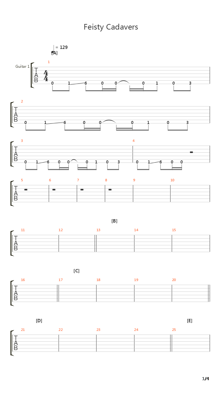 Feisty Cadavers吉他谱