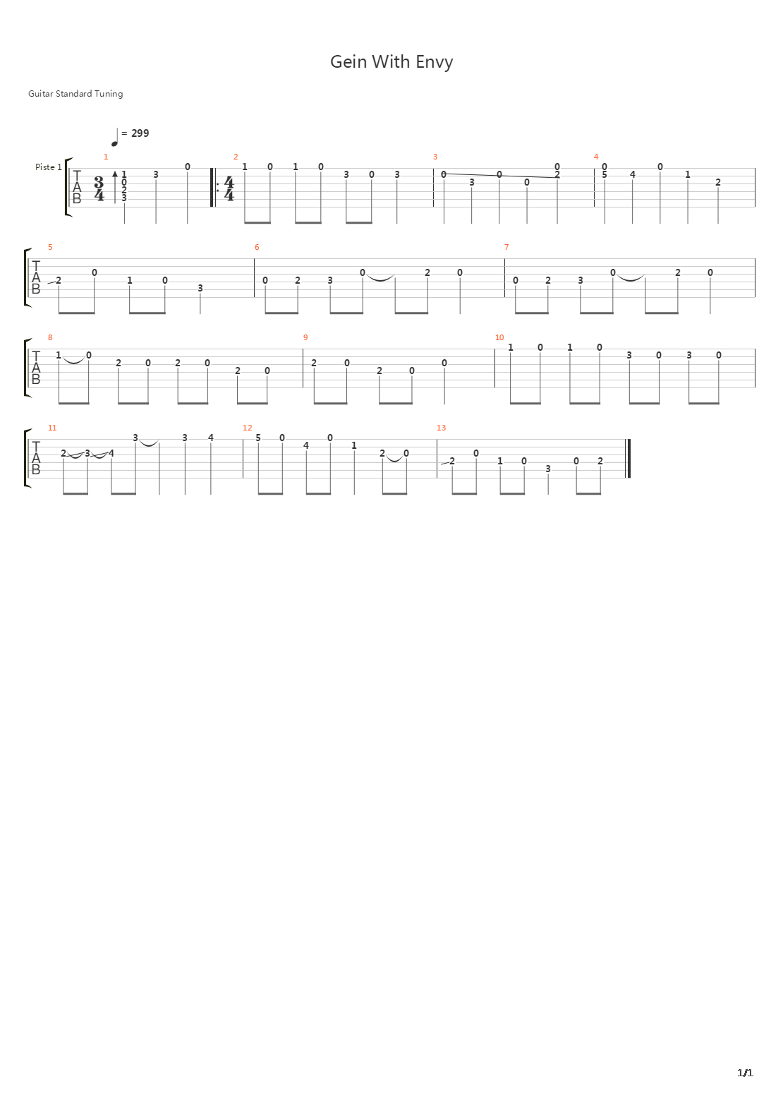 Gein With Envy吉他谱