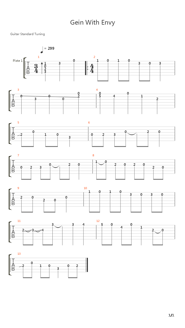 Gein With Envy吉他谱