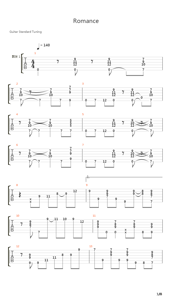 Romance吉他谱