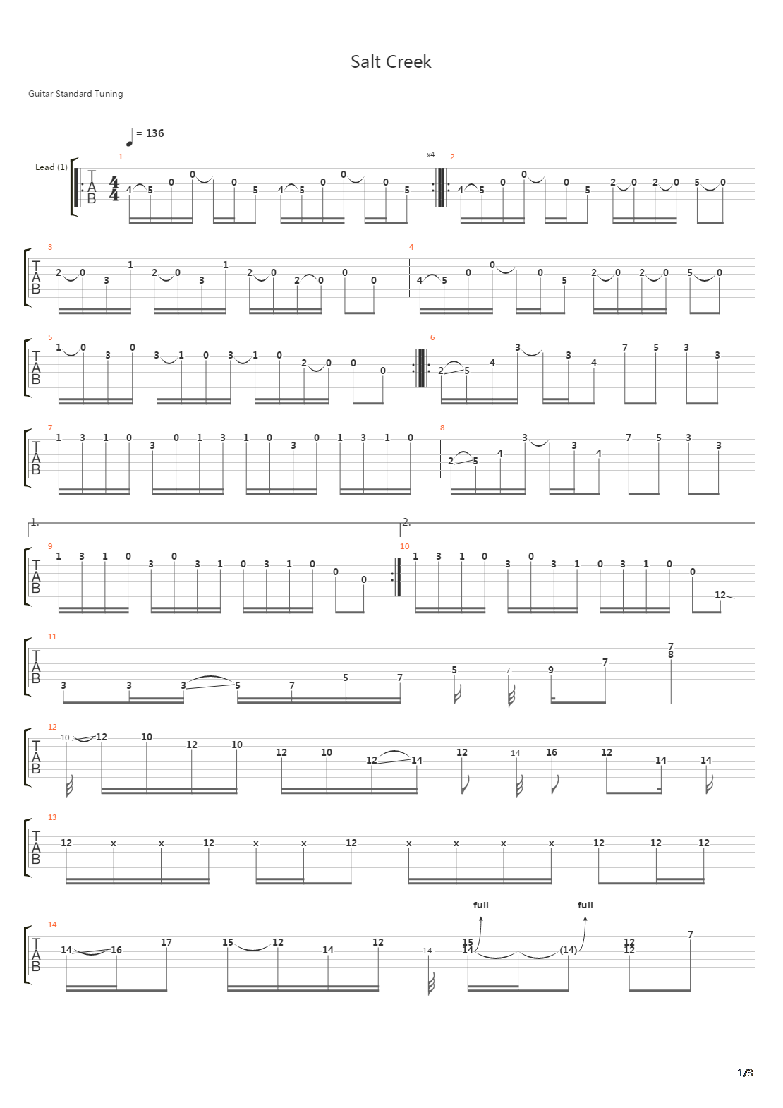 Salt Creek吉他谱