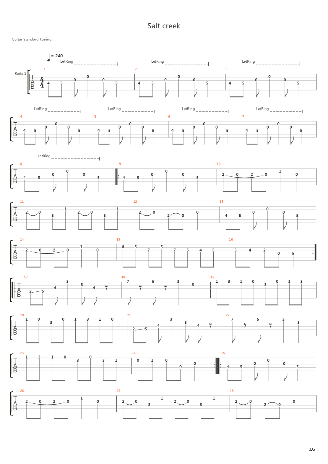 Salt Creek吉他谱