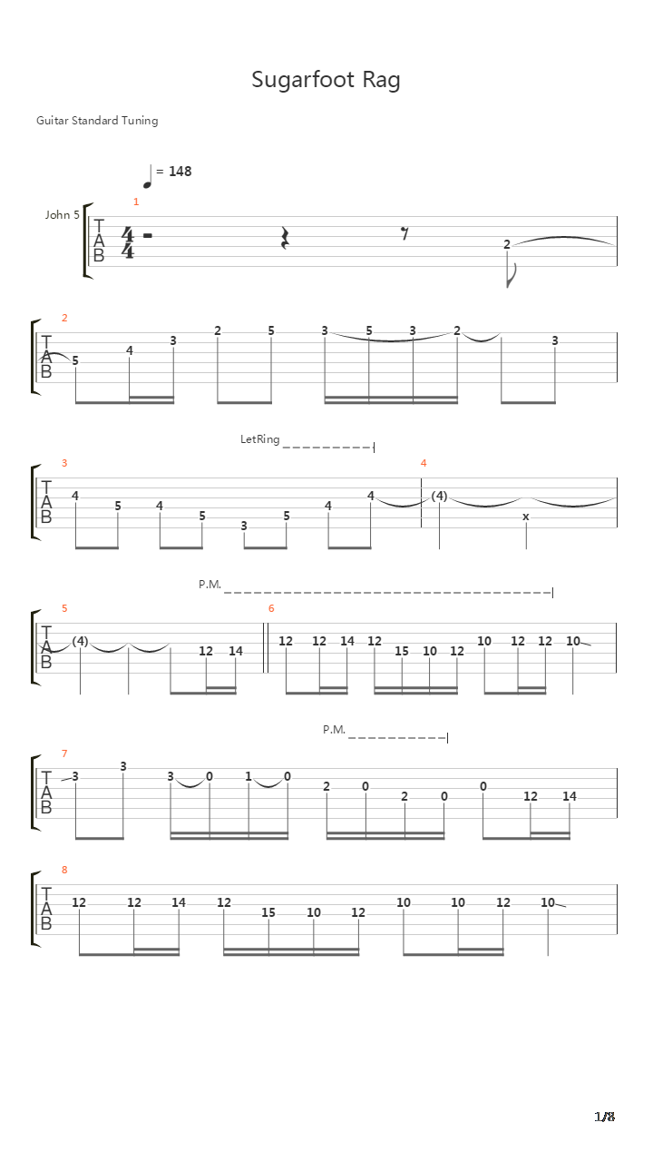 Sugarfoot Rag吉他谱
