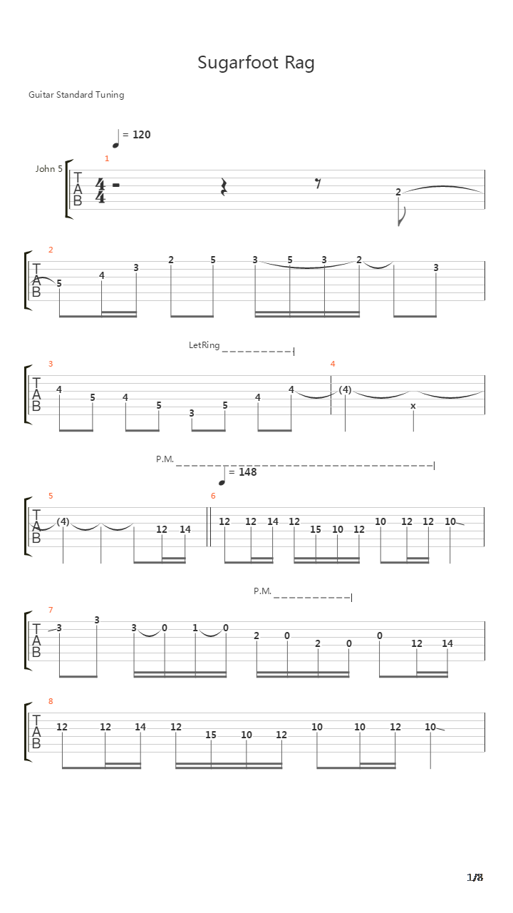 Sugarfoot Rag吉他谱