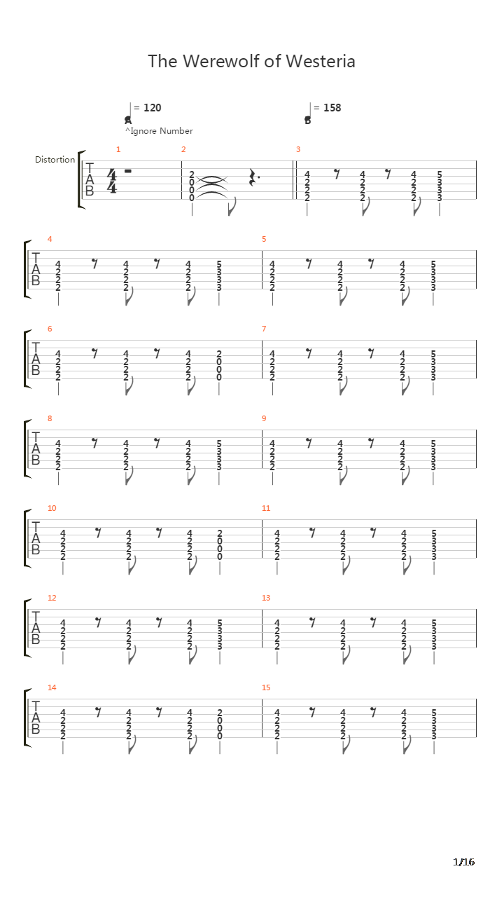 The Werewolf Of Westeria吉他谱