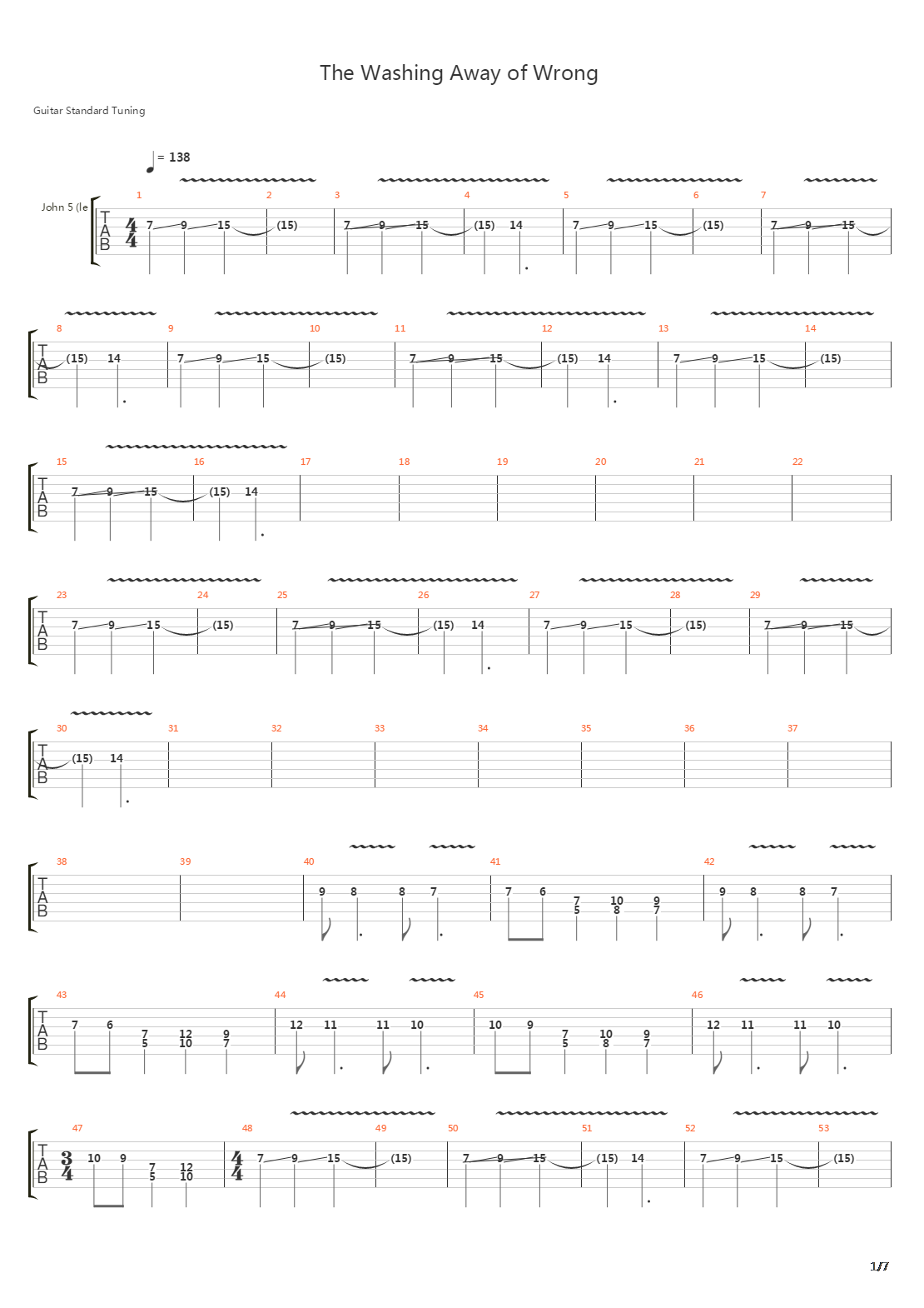 Washing Away Of Wrong吉他谱