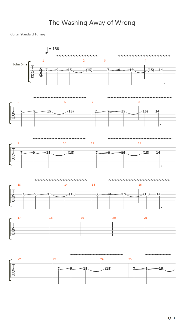 Washing Away Of Wrong吉他谱