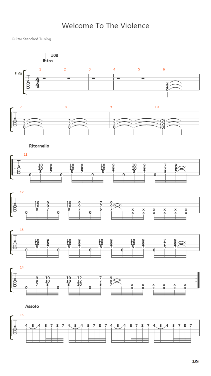 Welcome To The Violence吉他谱