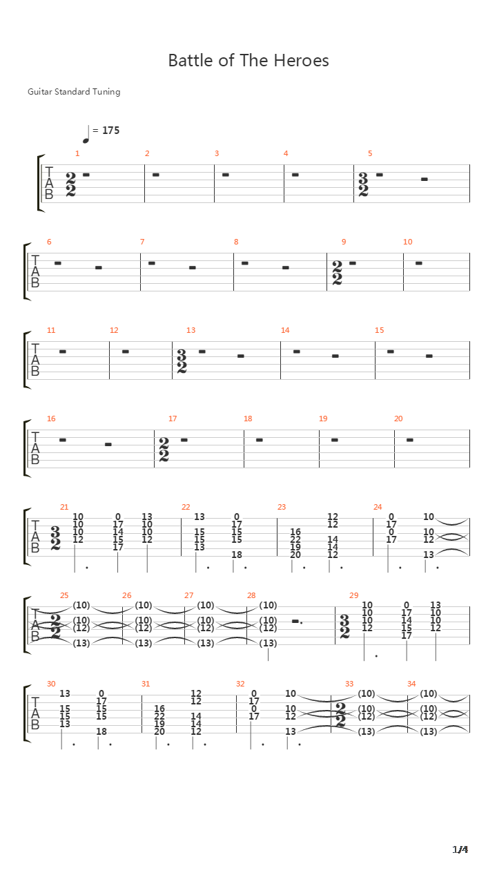 Battle Of The Heroes吉他谱