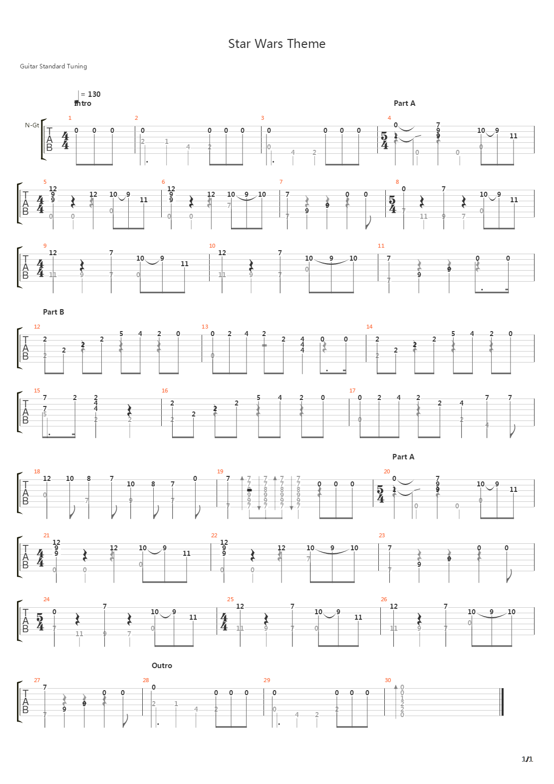 Star Wars Theme吉他谱