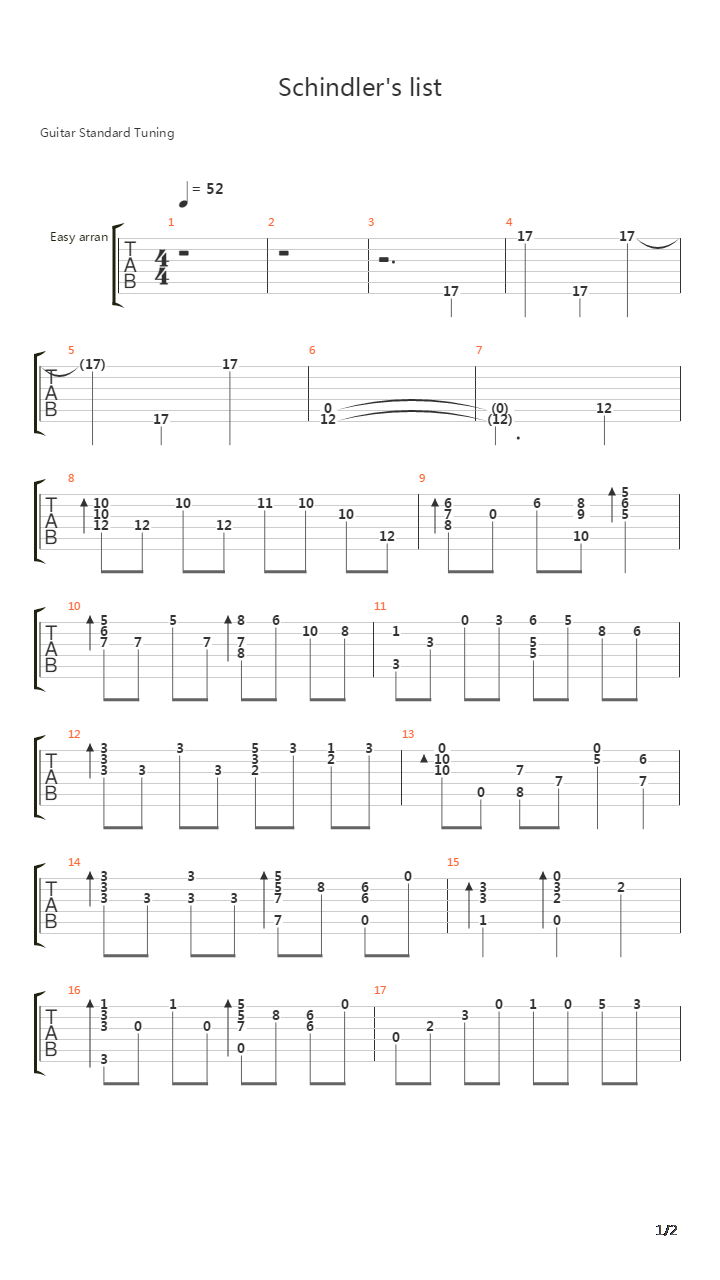 Theme From Schindler's List(辛德勒名单)吉他谱