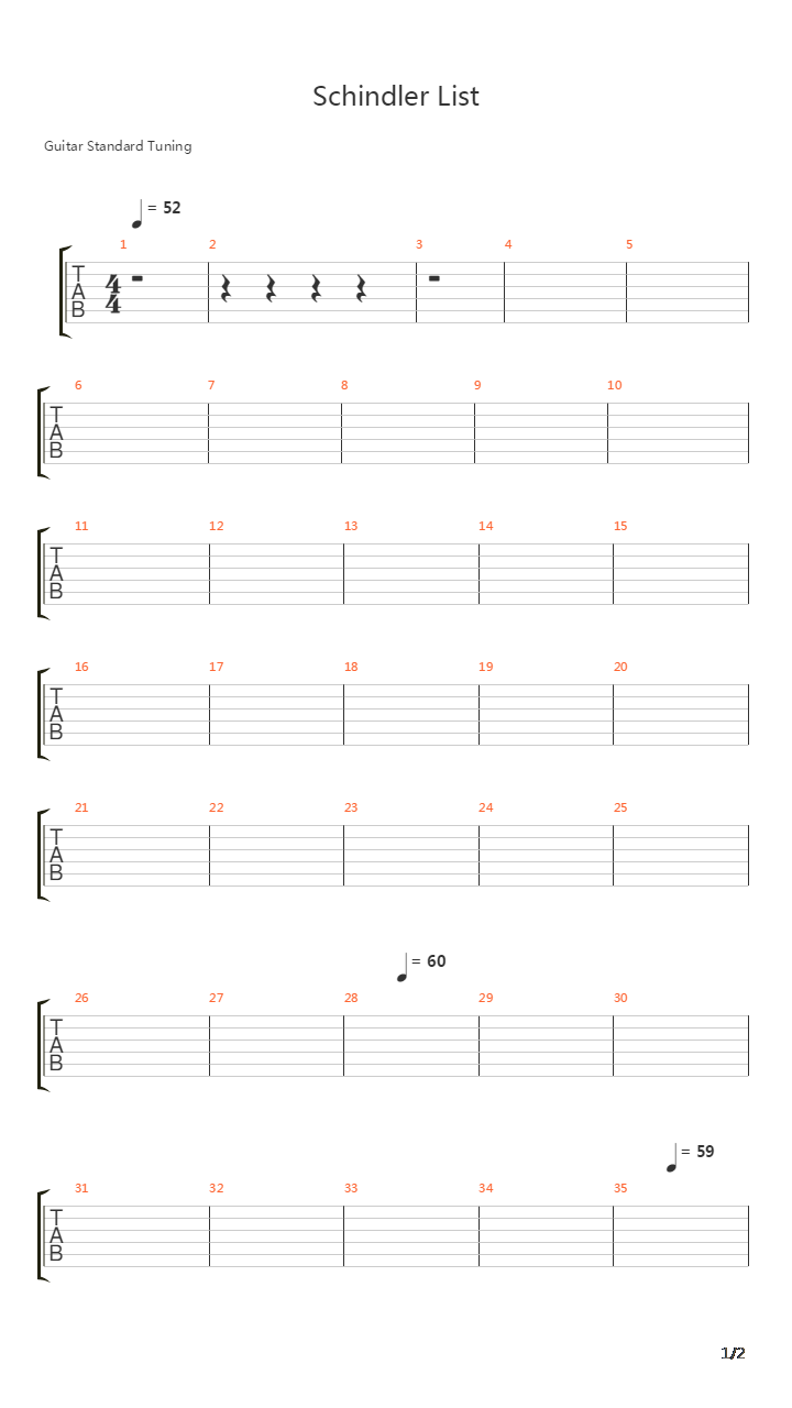 Theme From Schindler's List(辛德勒名单)吉他谱