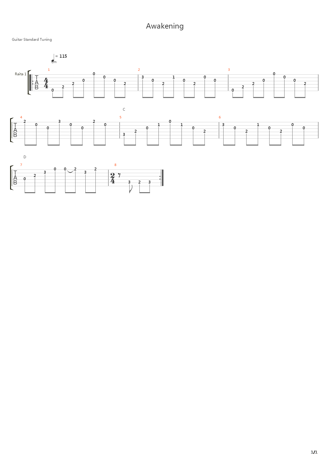 Awakening吉他谱