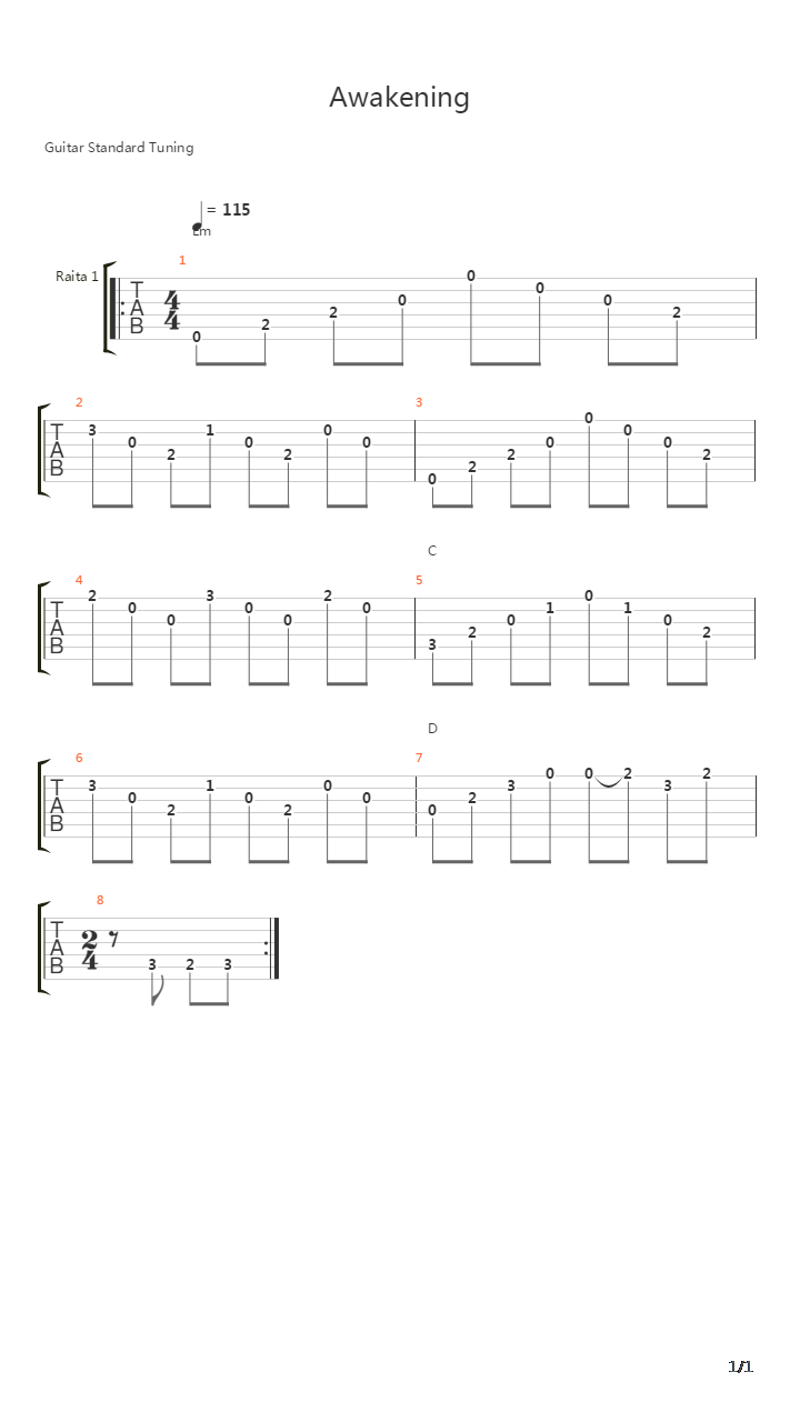 Awakening吉他谱