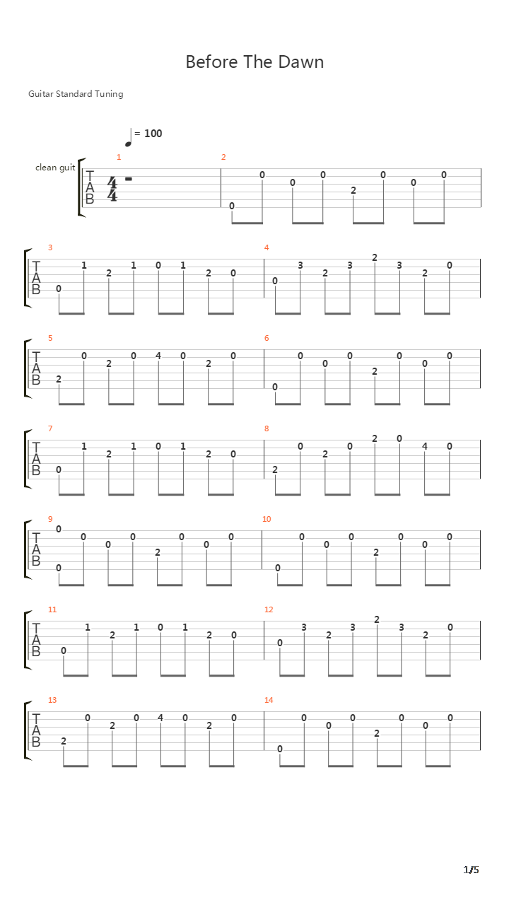 Before The Dawn吉他谱